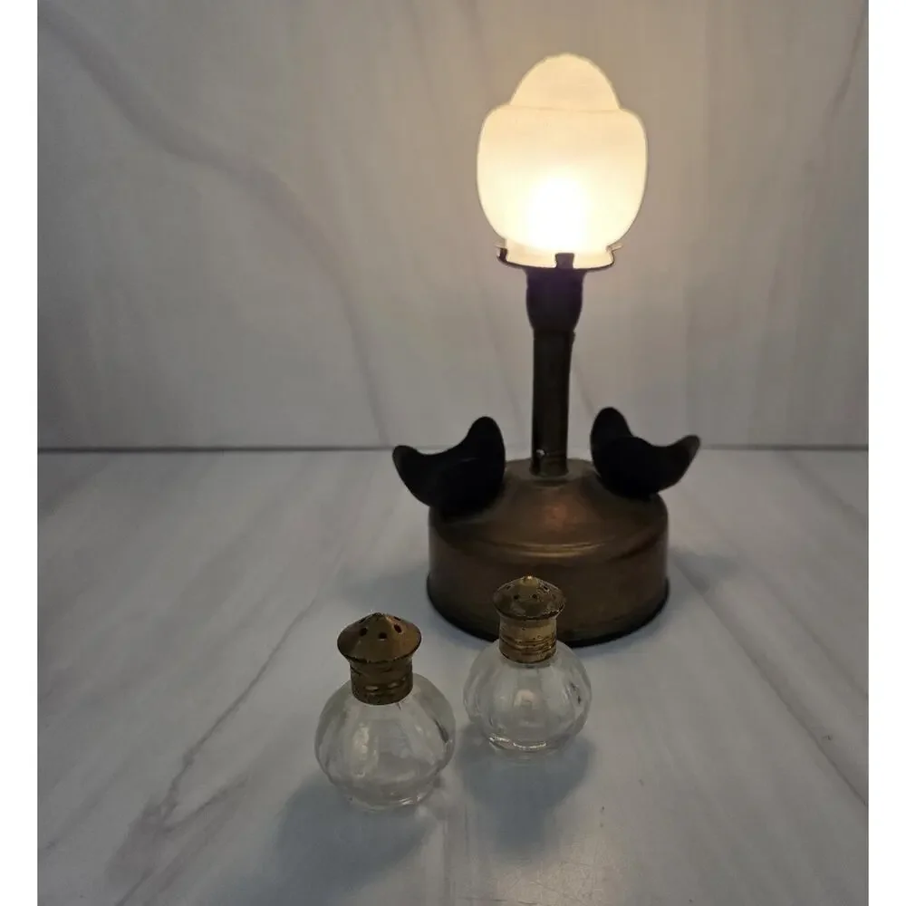 1960s MCM Accent Lamp Salt & Pepper Shaker Caddy